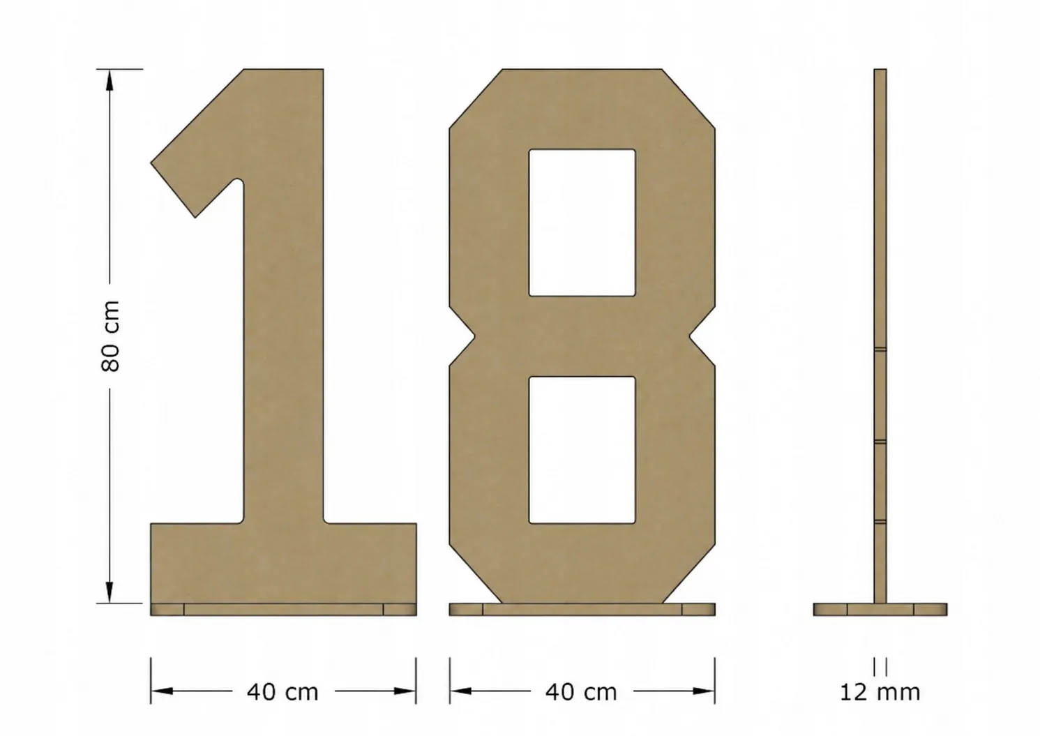 Duże Cyfry MDF na 18 urodziny, wys. 80cm - obrazek 3